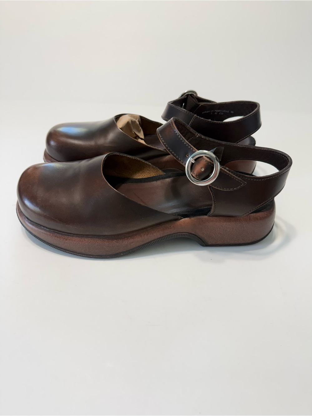 Dansko Sam Mary Jane Ankle Strap Clogs Sandals Dark Brown Leather Size 40